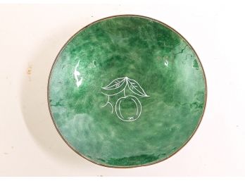 Arts & Crafts Emerald Enameled Copper Bowl