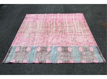 Pink Hand-knotted Flatweave Rug