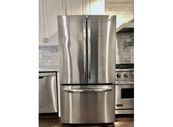 A GE Stainless Steel Refrigerator