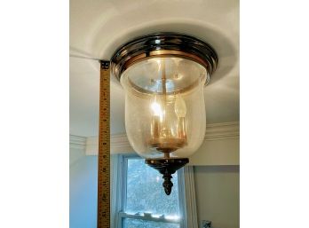 A Pair Of Flush Mounted Ceiling Fixtures- Clear Glass Shade - 3 Bulb 1 Of 2