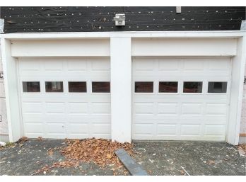 A Pair Of Metal 96x84 Amarr Garage Doors With Automatic Openers & Track