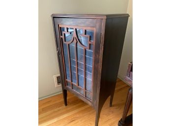 Mission Style Wood Glass Window Front Cabinet