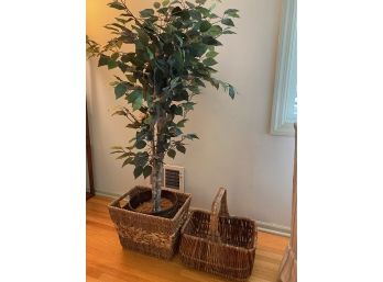 Lot Of Artificial Tree & 2 Baskets