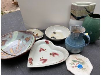 Lot Of 8 Pieces Miscellanous Pottery Itemsn Some Signed  (Lot #2)