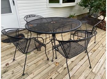 Black Outdoor Patio Table With Four Chairs And 2 Side Table