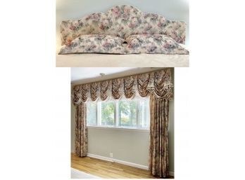 Vintage Inspired Custom Floral Damask Fabric Headboard And Matching Bedroom Decor