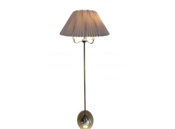 Vintage Inspired Floor Standing Brass Lamp With Pleated Bell Shade