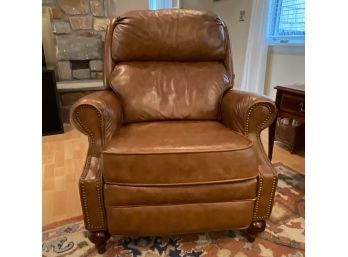 Gorgeous Saddle Color Roll Arm Leather Recliner With Nailhead Accents - Lane Furniture