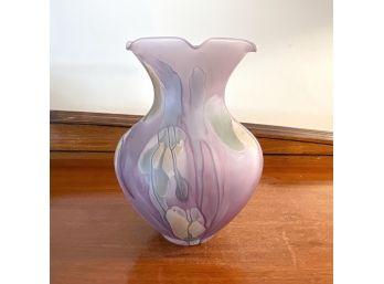 Reuven Lavender Hand Painted Frosted Glass Vase