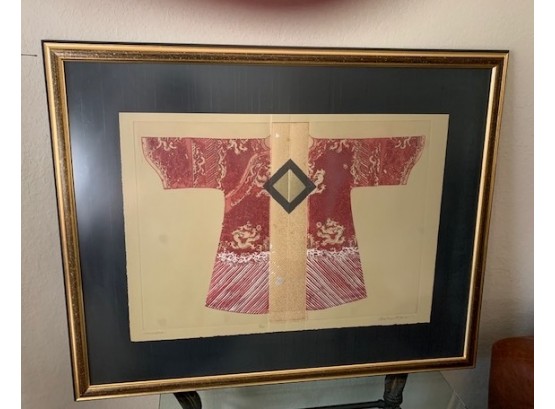 Framed Limited Edition (19/200) Art: Titled 'Cinnabar'  Depicting A Kimono