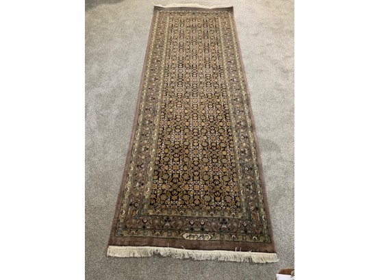 Pakistan Persian Hand Knotted Runner, Wool Pile, Cotton Foundation, Signed