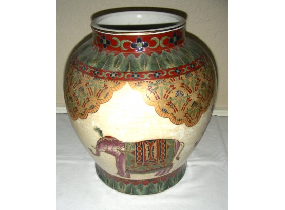 Ceramic Vase With Elephant Design
