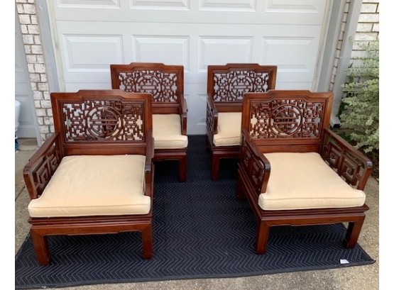 Set Of 4 Asian Influenced Chairs