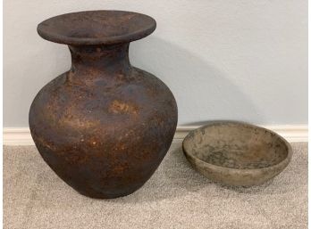 Ceramic Vase And Footed Bowl