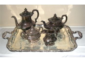 Gorham SilverPlate Tea Set With Matching Tray