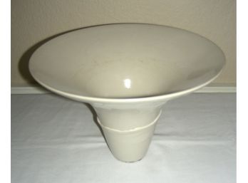 White Ceramic Funnel-Shaped Vase