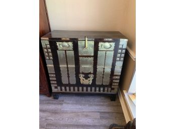 Large Campaign-style Blanket Chest With Silver Ornamentation
