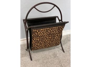 Leopard Magazine Rack With Iron Frame And Leather