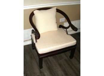 Two Of Two - Oriental Rosewood Arm Chair With Seat Cushion And Pillow