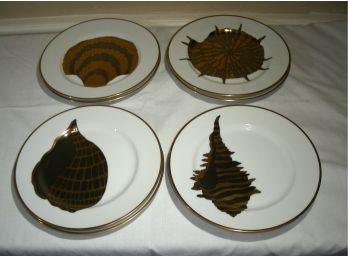 Set Of 8 Fitz And Floyd Shell Plates - Coquilles Combinees No. 122