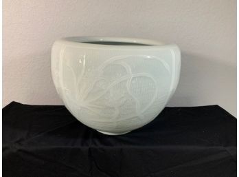 White Ceramic Vase With Tree And Blossom Design