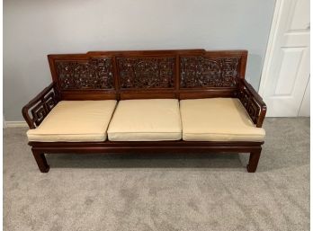 Asian Inspired Sofa With Seat Cushions