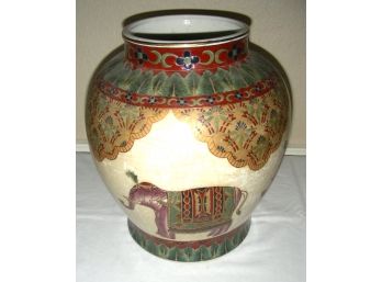 Ceramic Vase With Elephant Design