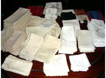 Assorted Napkins And Place Mats, Some Christmas