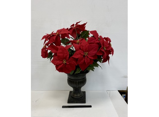 Large Faux Poinsettia Plant And Urn