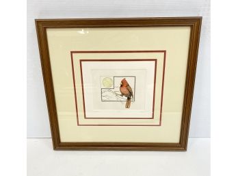 Lucious Dubose Colored Print Of A Cardinal Signed And Numbered