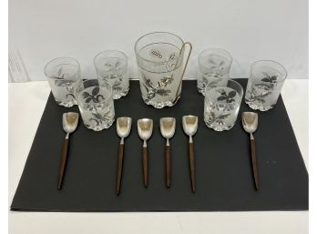 Vintage Italian Glassware  Drinks Set  Together With Assorted Ekco Eterna Shovel Spoons