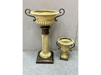 Two Contemporary Composite Urns One 37 Inches In Height