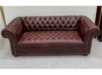 Chesterfield Sofa With Brass Nail Head Trim.