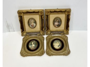 Four Vintage Framed Portraits Including Two Labelled Cameo Creations