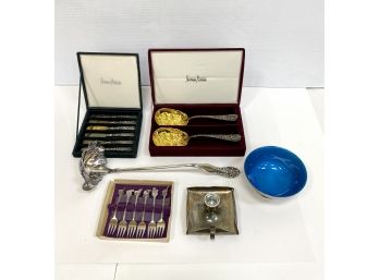 Vintage Silver Plate  Including Boxed Godinger Berry Spoons For Neiman Marcus