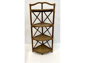 Vintage Rattan Corner Stand 44 Inches In Height