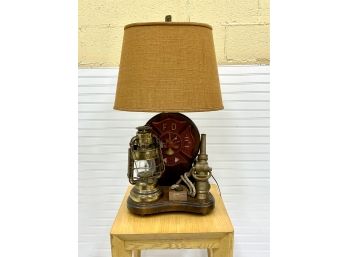 Vintage Fireman's Lamp With Fire Equipment