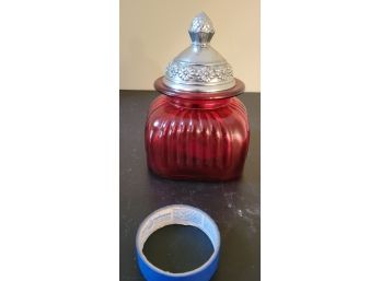 Red Glass Jar Aluminum Top