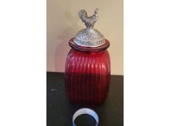 Red Glass Cookie Jar