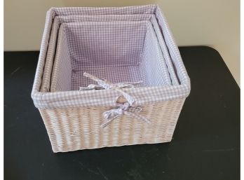 Wicker And Cloth Nesting Baskets