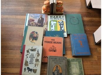 Vintage & Antique Children's Books And Garfield Bookends Charming Pictures
