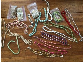Lot Of 20 Beaded Necklaces Most Vintage