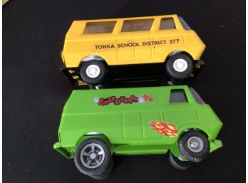 Vintage Tiny Tonkas Lot 1970s  School Bus Garbage Truck Snapdragon Rat A Tat Tat Original Boxes