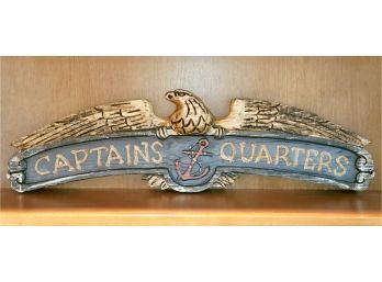 Carved & Painted Wood Captain's Quarters Wall Sign