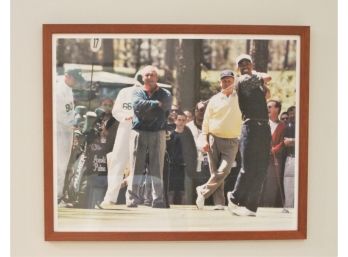 Vintage Framed Photograph Of Tiger Woods On Golf Course