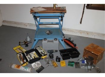 Lot Of Household Tools With Workmate 400 Workbench, Ryobi Drill, Tool Box Full Of Tools And More