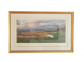 Large Nicely Framed The 18th Hole Harbour Town Golf Links Hilton Head S.c. Signed & Numbered By Linda Hartough