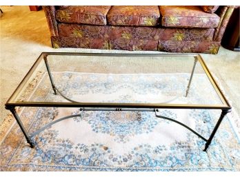 Glass Top Metal Base Cocktail Coffee Table