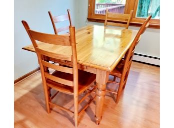 Vintage Southern Furniture Reproductions Farm Table & Four Nichols & Stone Ladder Back Chairs