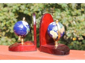 Vintage JCF Business Products Semi Precious Stones Globe Bookends